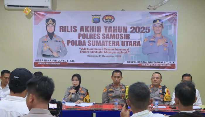 Polres Samosir Gelar Rilis Akhir Tahun 2025: Kamtibmas Relatif Aman dan Kondusif