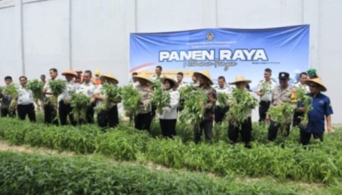 Lapas Batam Ikuti Panen Raya Serentak, Hasilkan 220 Kg Sayuran dan 30 Kg Ikan