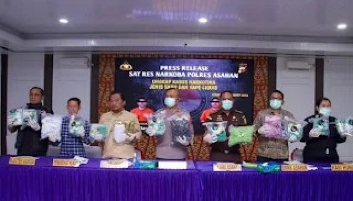 Polres Asahan Ungkap 10 Kg Sabu dan 891 Cartridge Vape Berisi Cairan Narkotika
