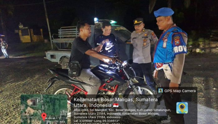 Polsek Bosar Maligas Gelar Patroli Malam Blue Light Cegah Balap Liar dan Kejahatan 3C