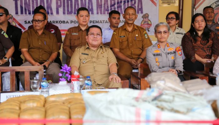 Wali Kota Wesly Silalahi Hadiri Pemusnahan 77,8 Kg Ganja dan 1,1 Kg Sabu di Polres Pematangsiantar