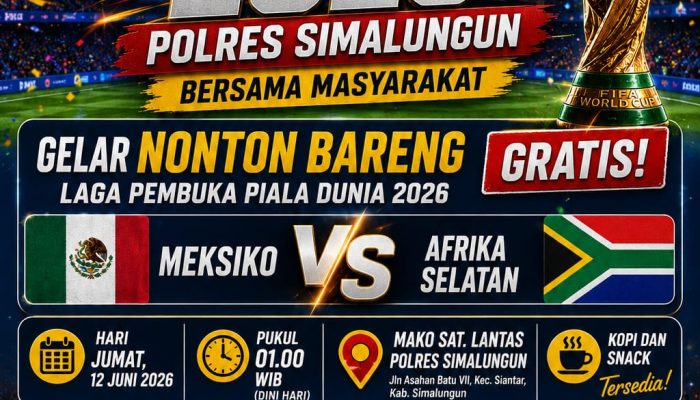 Polres Simalungun Gelar Nobar Gratis Laga Pembuka Piala Dunia 2026, Polri Hadir di Tengah Kegembiraan Warga