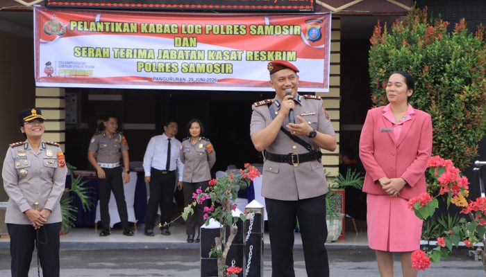 Rotasi Internal Polri. Kapolres Samosir Lantik Kabag Log dan Sertijab Kasat Reskrim, Tegaskan “Polri Presisi”