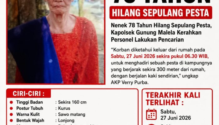 Polsek Gunung Malela Cari Lansia 78 Tahun Hilang Sejak Hadiri Pesta di Siantar