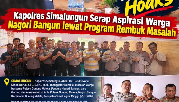 Rembuk Masalah Warga di Polsek Gunung Malela, Kapolres Simalungun Ingatkan Bahaya Hoaks