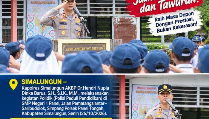 Kapolres Simalungun Gelar Polidik di SMPN 1 Panei, Ajak 300 Siswa Jauhi Tawuran